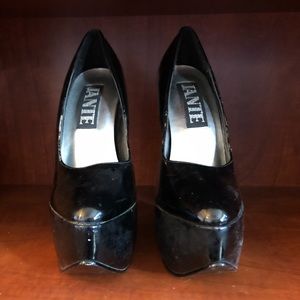 Black patent leather heels